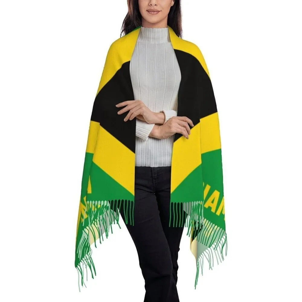 Women Jamaican Flag Shawl Wrap Faux Cashmere Large Soft Warm Scarf